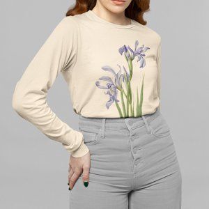 Rocky Mountain Iris VTG Floral Print Long Sleeve Graphic Tee T-shirt S M L XL
